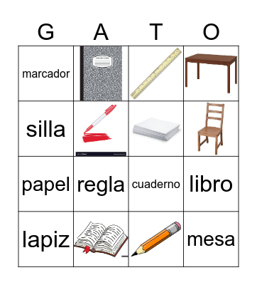 classroom vocab Bingo Card