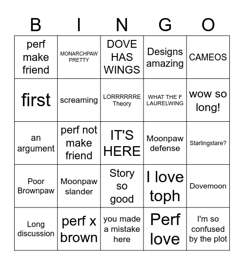 Chapter 95 comment bingo Card