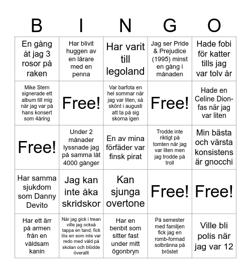 Mingelbingel Bingo Card