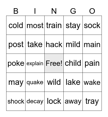 Angel and Michael Bingo Card