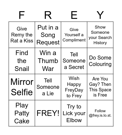 FreyDay Bingo Card