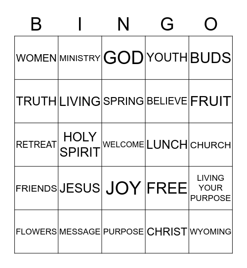 LIVING YOUR PURPOSE Bingo Card