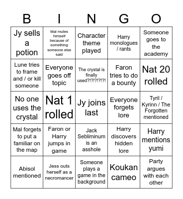 Aesir Bingo Card