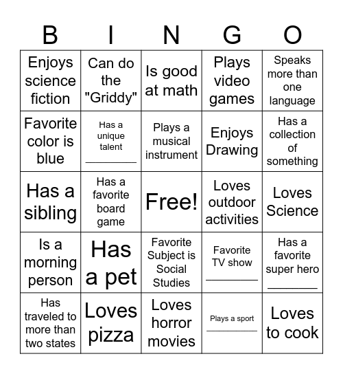 Human Bingo Card