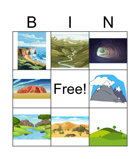 Landforms bingo Card