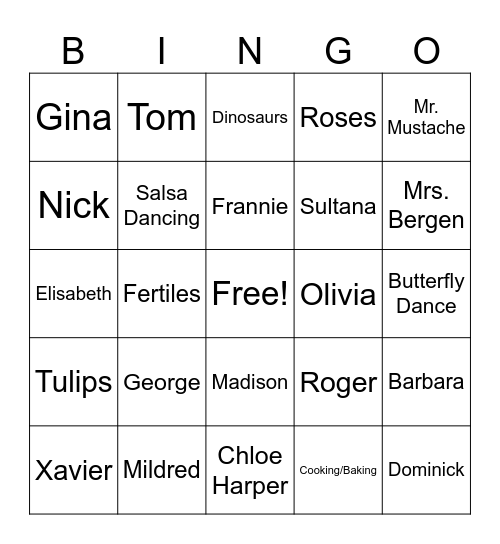 What Alice Forgot Bingo Card