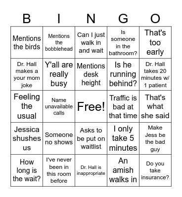 PSS Bingo Card