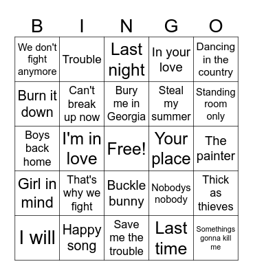 Best of 2023 Country Bingo Card