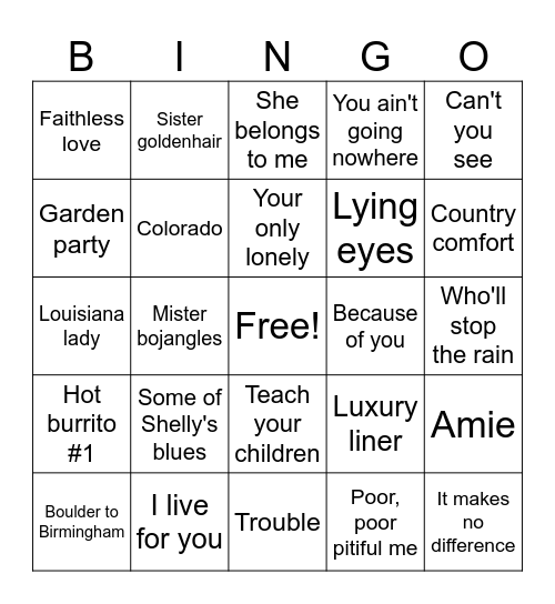 Rediscover the 70's Bingo Card