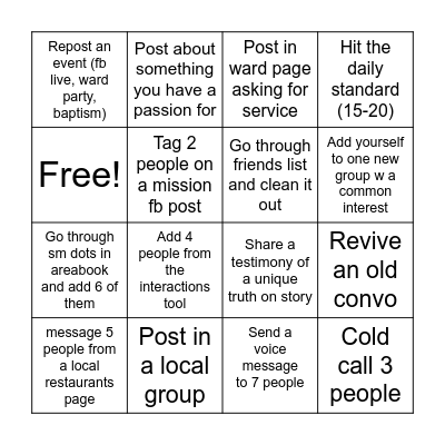 Social Media Bingo!!! Bingo Card