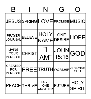 LIVING YOUR PURPOSE Bingo Card