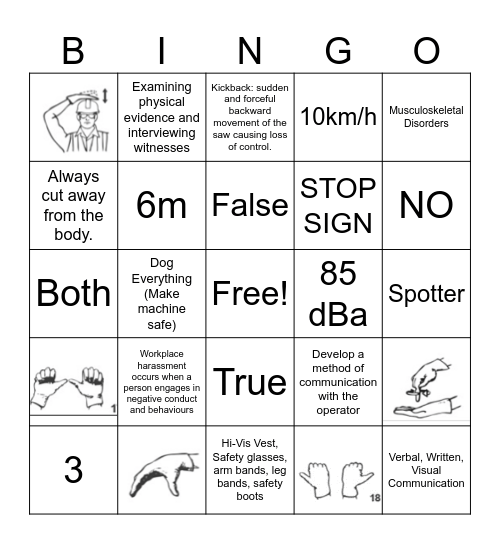 Safety Bingo Card