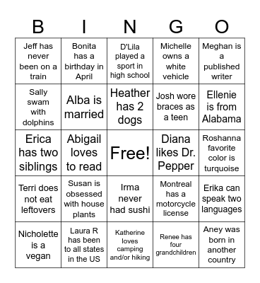 Truth & Lies Bingo Card