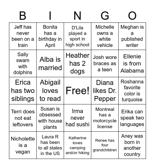 Truth & Lies Bingo Card