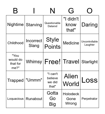 Roleplay Bingo Card