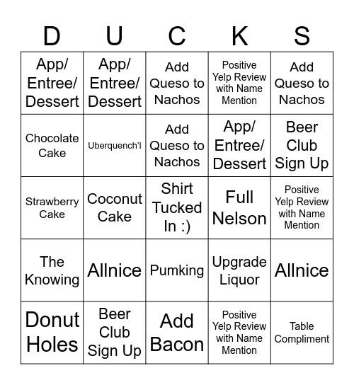 Duck's Server Bingo 1.12.24 Bingo Card