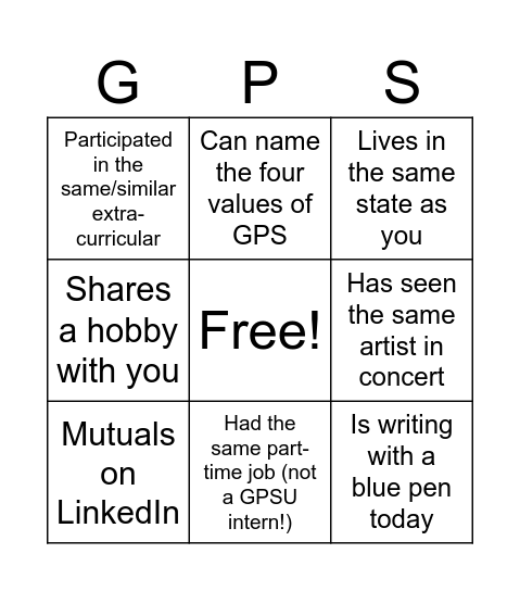 Networking and Personal Branding Bingo Card