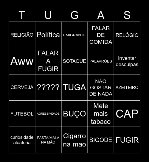 TUGA BINGO Card