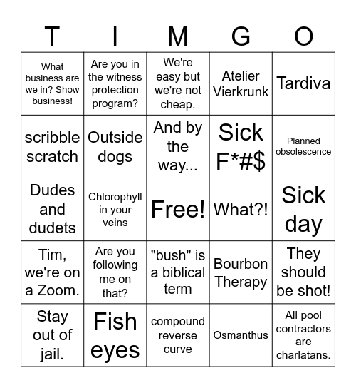 Tim Bingo Card