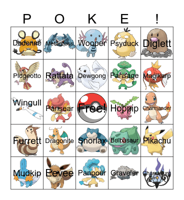 Pokemon Concierge Bingo Card