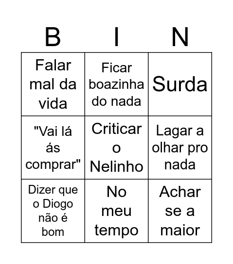 Lhaca lhaca Bingo Card