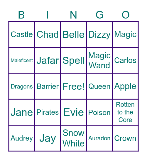 Descendants Bingo Card