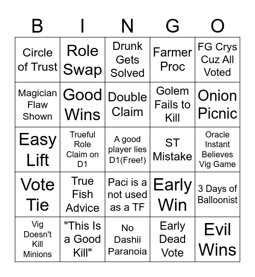 BOTC Bingo Card