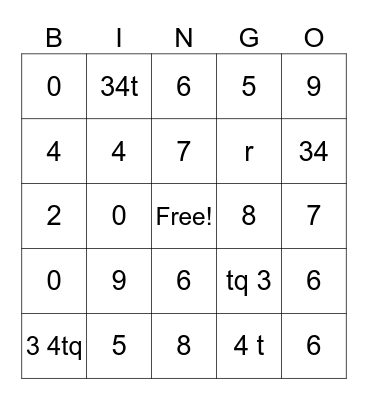 test s2 sab Bingo Card