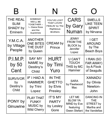Muziek Bingo 60s-00s Bingo Card