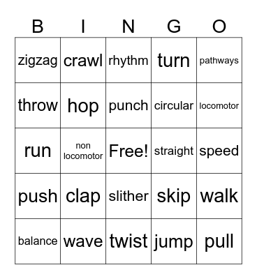 Dance Bingo Card