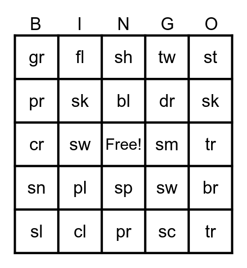 blends Bingo Card