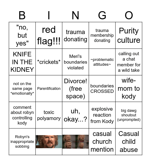 THE KODY SHOW Bingo Card