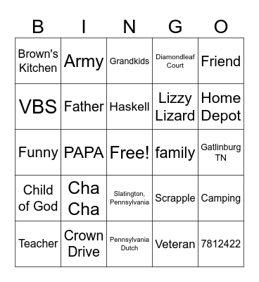 Andy Birthday Bingo Card