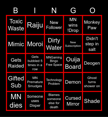 MNGaming87! Bingo Card