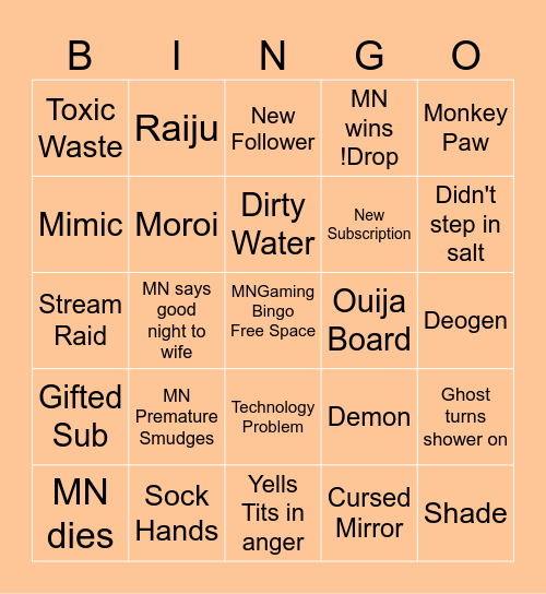 MNGaming87! Bingo Card