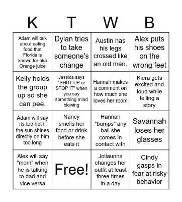 FAMILY FLORIDA BING Bingo Card