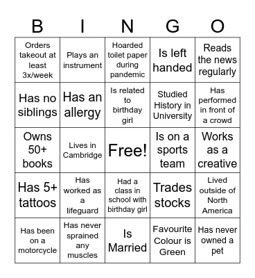 Meet and Greet Bingo Card