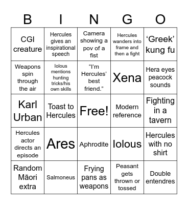 Hercules Bingo Card