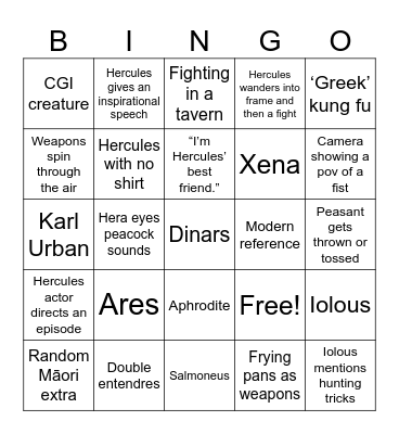 Hercules Bingo Card