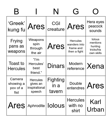 Hercules Bingo Card