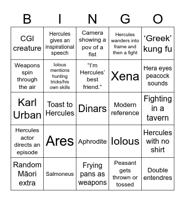 Hercules Bingo Card