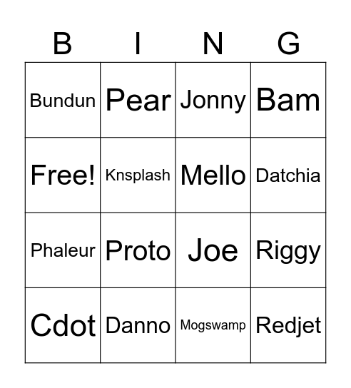 Shorts Wars Cast Stalking my Stuff- I mean interacting with me (suggestion by Pootis) Bingo Card