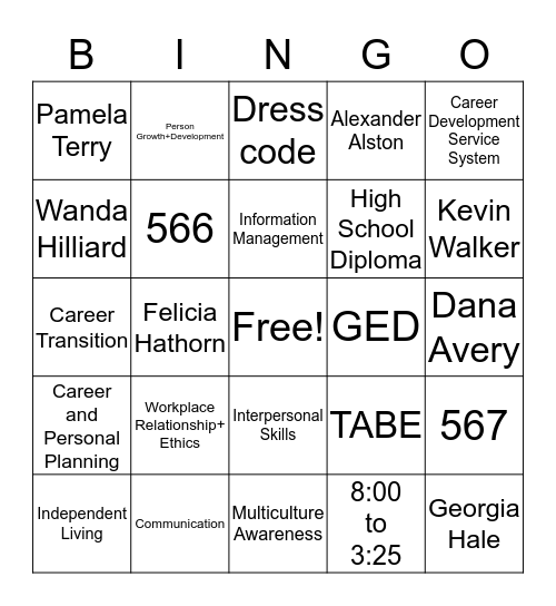 CPP Bingo Card