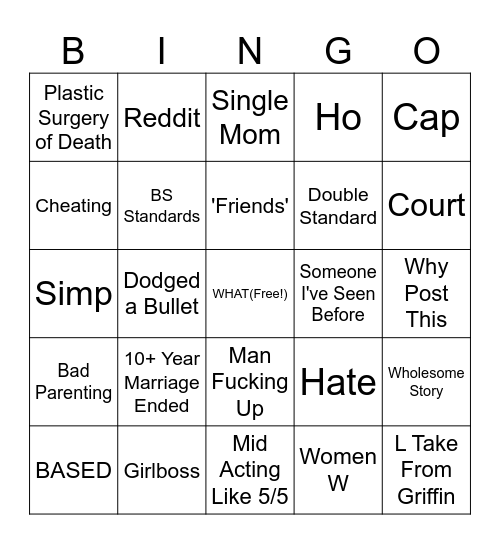 Griffin Bingo Card