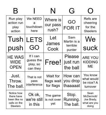 Bills Bingo Card