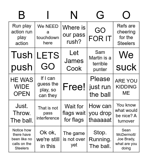 Bills Bingo Card