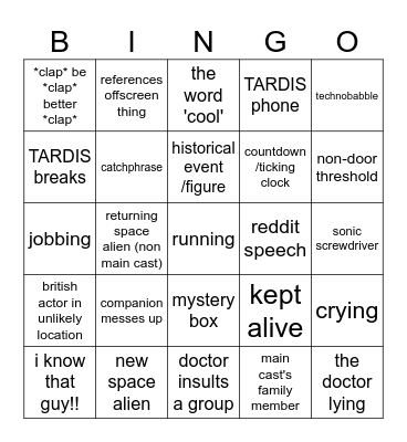 dr who bingo Card