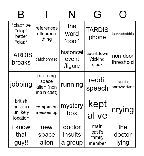 dr who bingo Card