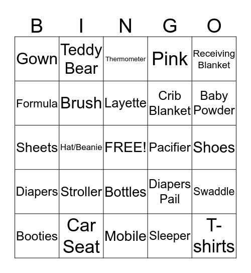 BABY ANGEL BINGO Card