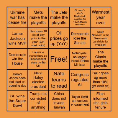 Bartley BINGO 2024 Bingo Card